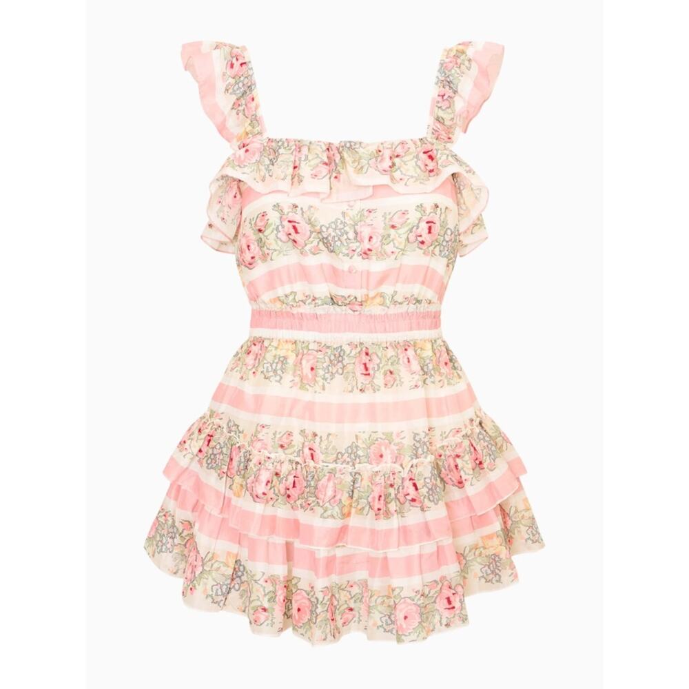 LOVESHACKFANCY Marina Ribbon Dress Pink Ruffle Coquette Feminine Princesscore M - Picture 4 of 14
